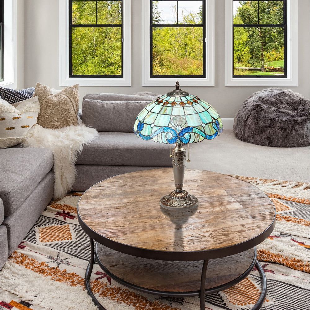 20"H Vivienne Baroque Style Stained Glass Table Lamp