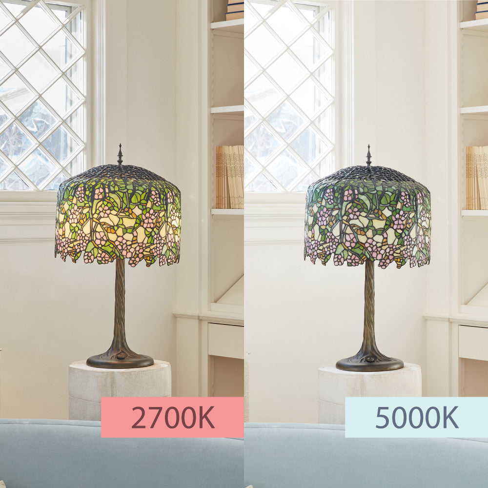 31.75" H Cherry Blossoms Stained Glass Table Lamp