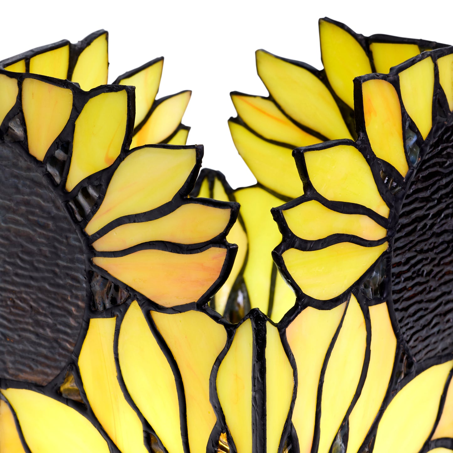 9.75" H Sunflower Stained Glass Hurricane Uplight Accent Lamp