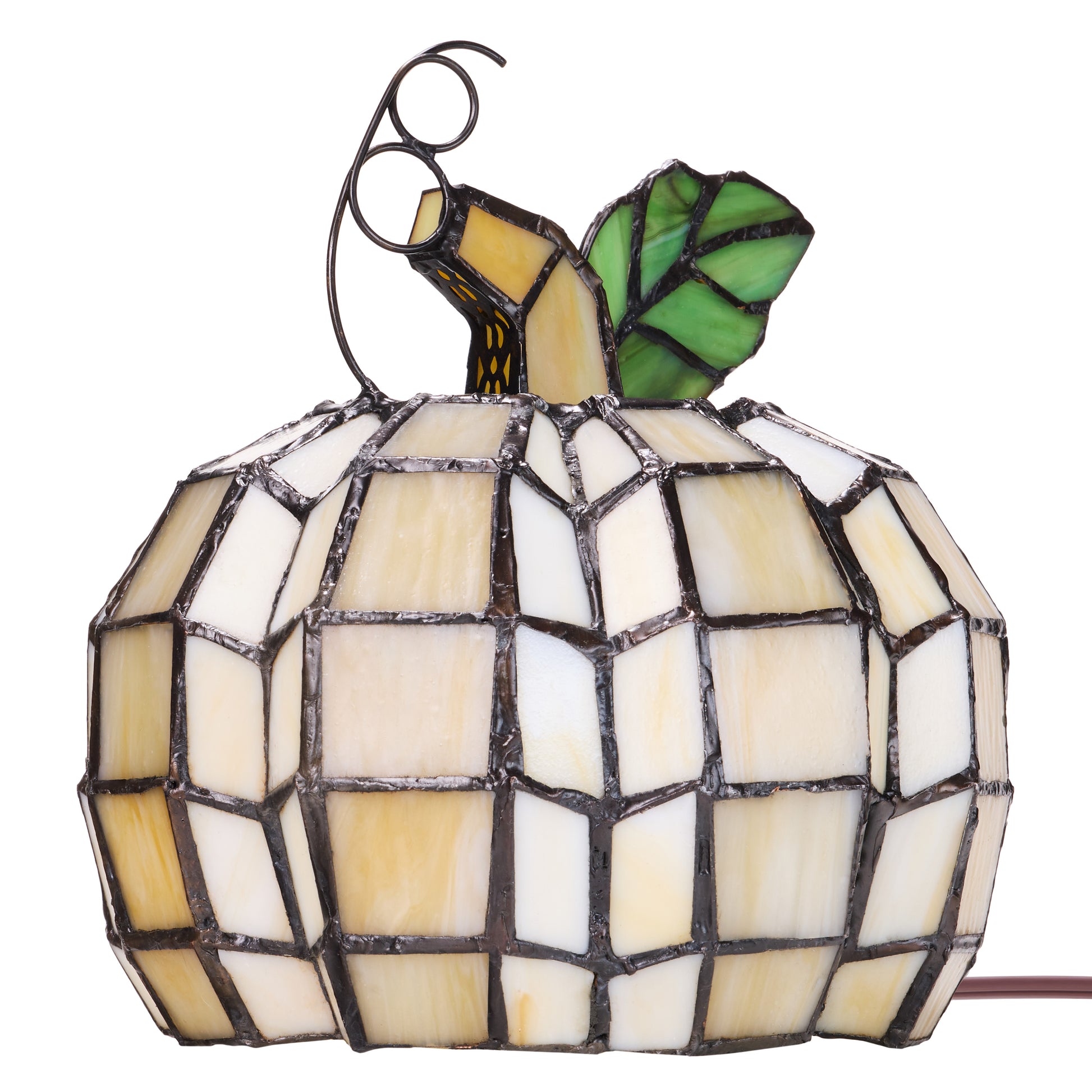 9"H Patch the Pumpkin Stained Glass Accent Lamp -Straight on view