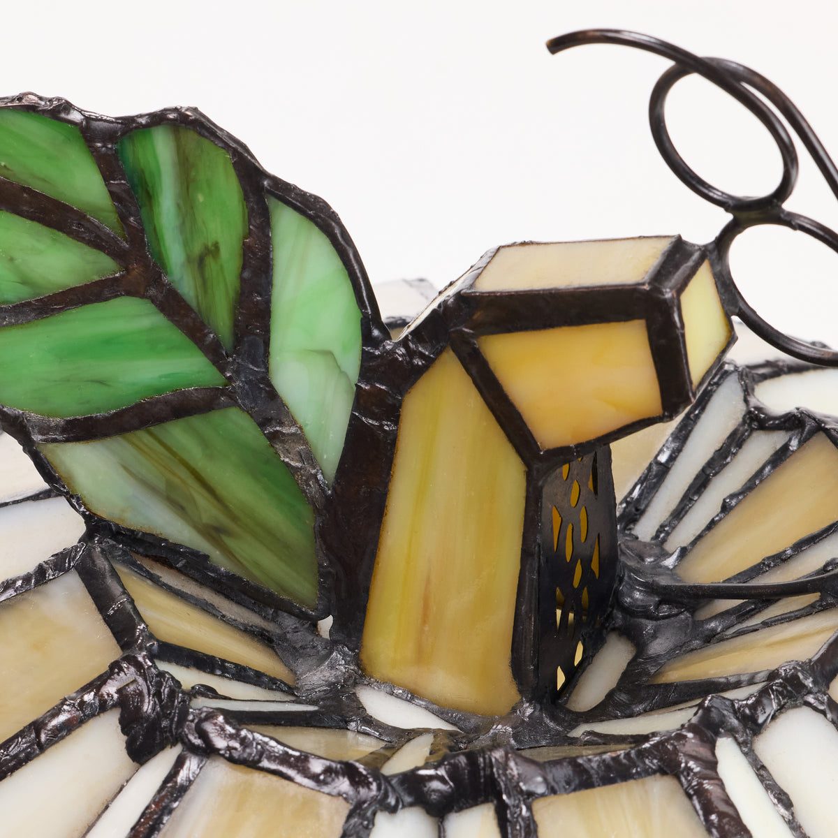 9"H Patch the Pumpkin Stained Glass Accent Lamp - Close up of stem