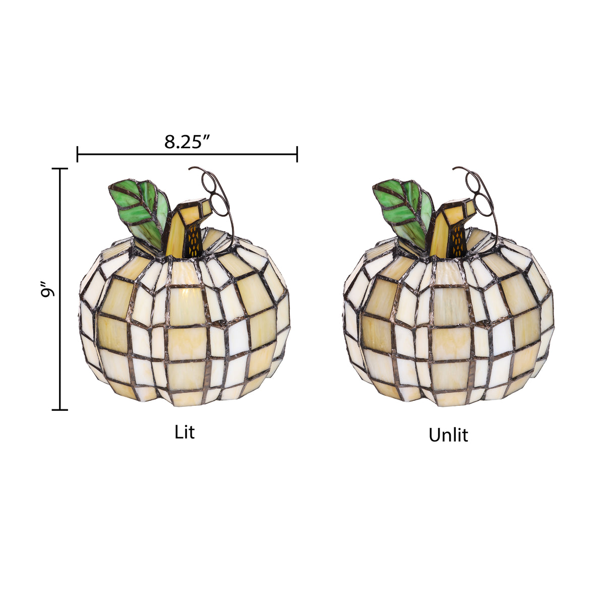 9"H Patch the Pumpkin Stained Glass Accent Lamp