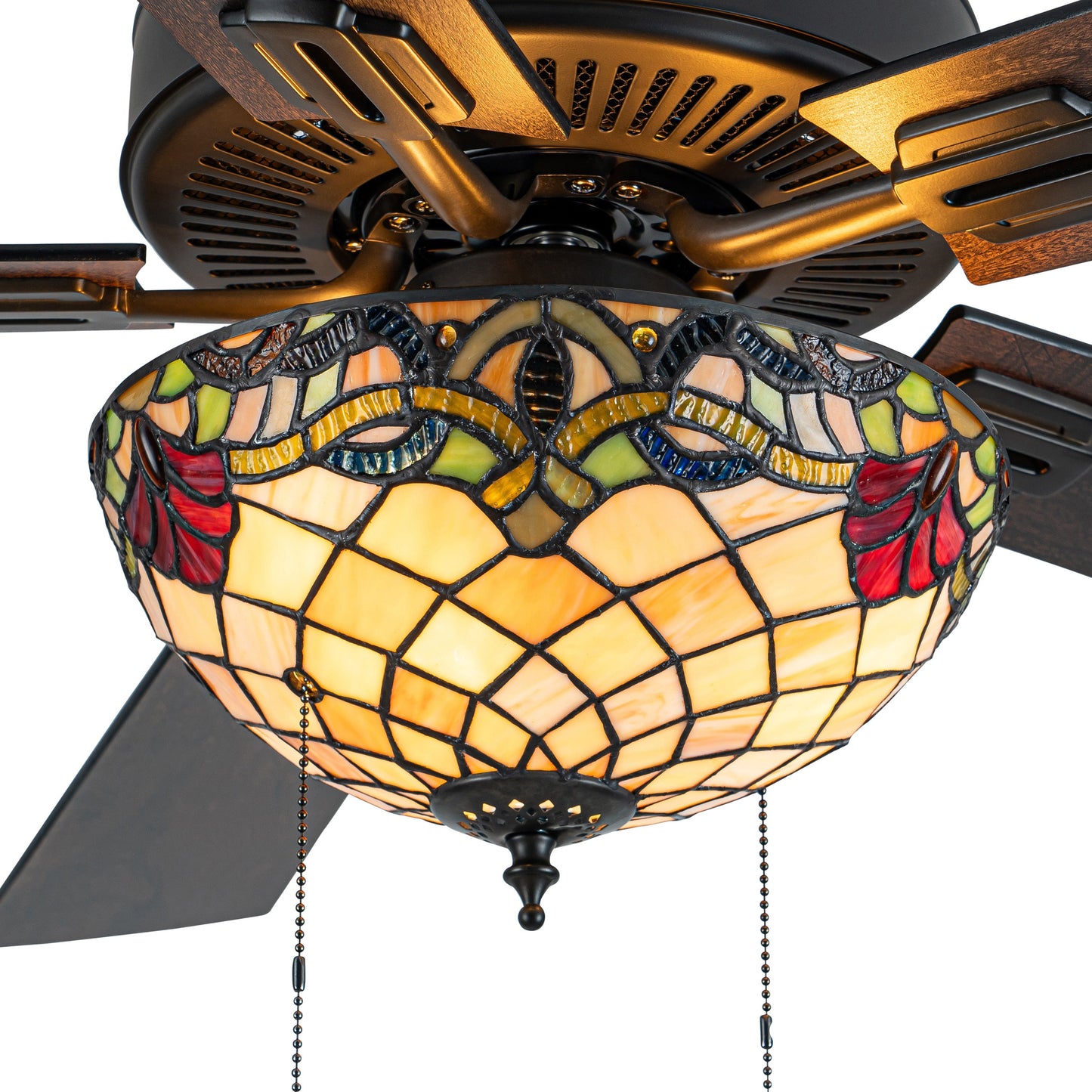 52" W Westley Tiffany Stained Glass Ceiling Fan with Remote Control