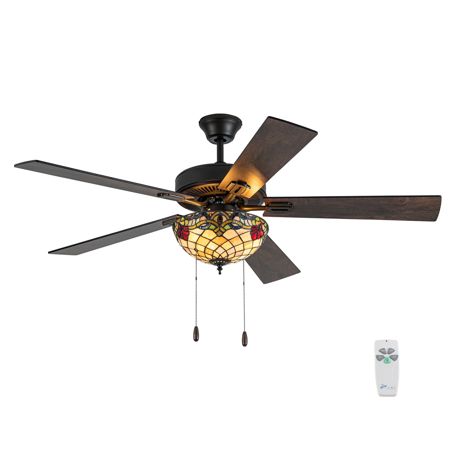 52" W Westley Tiffany Stained Glass Ceiling Fan with Remote Control