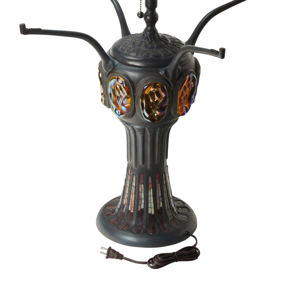 36" H Poppies Tiffany-Style Stained Glass Table Lamp