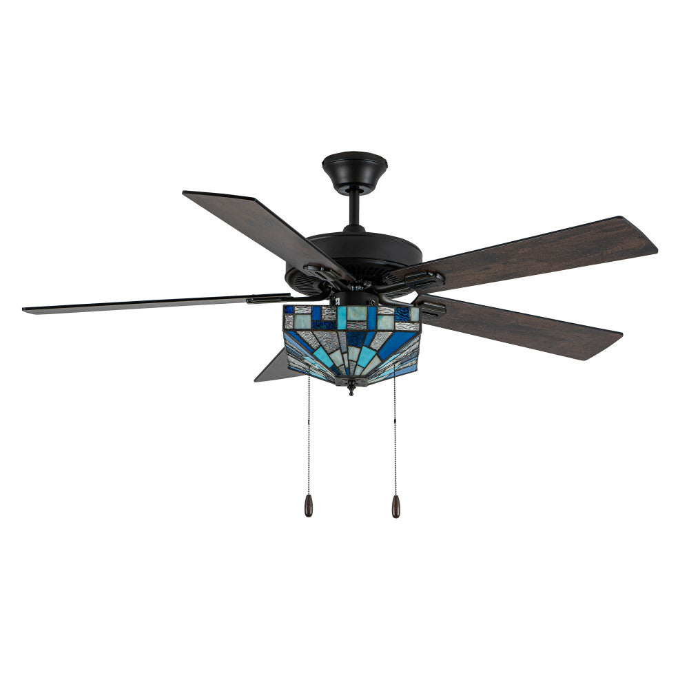 52" W Kyle Indoor Tiffany Stained Glass Ceiling Fan with Remote Control