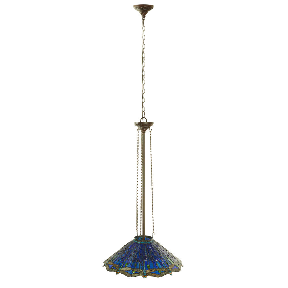 24"W 3-Light Tiffany-Style Dragonfly Pendant Light