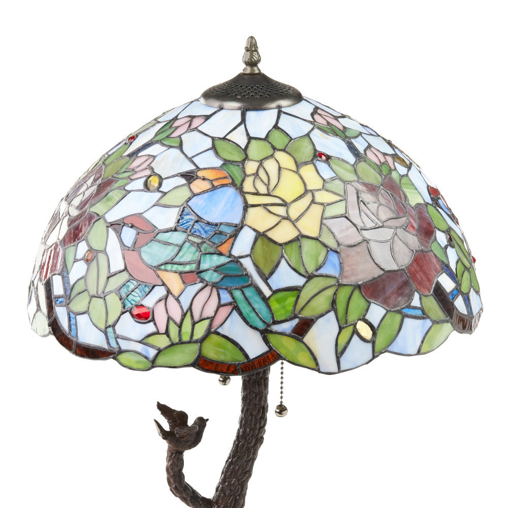 25" H Phylicia Multicolored Dome Shaped Stained Glass Table Lamp with Novelty Base