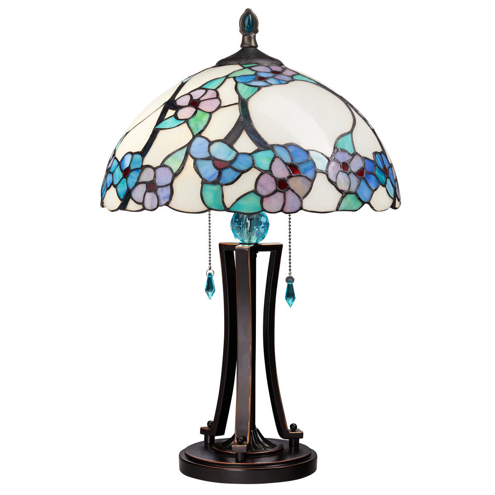 Tula 24.75" H Tiffany-style Teal Bowl Shade Stained Glass Table Lamp
