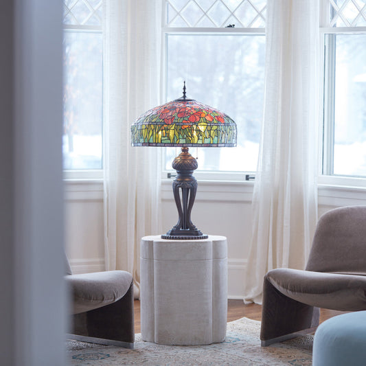 33.25" H Tulip Tiffany-Style Stained Glass Table Lamp