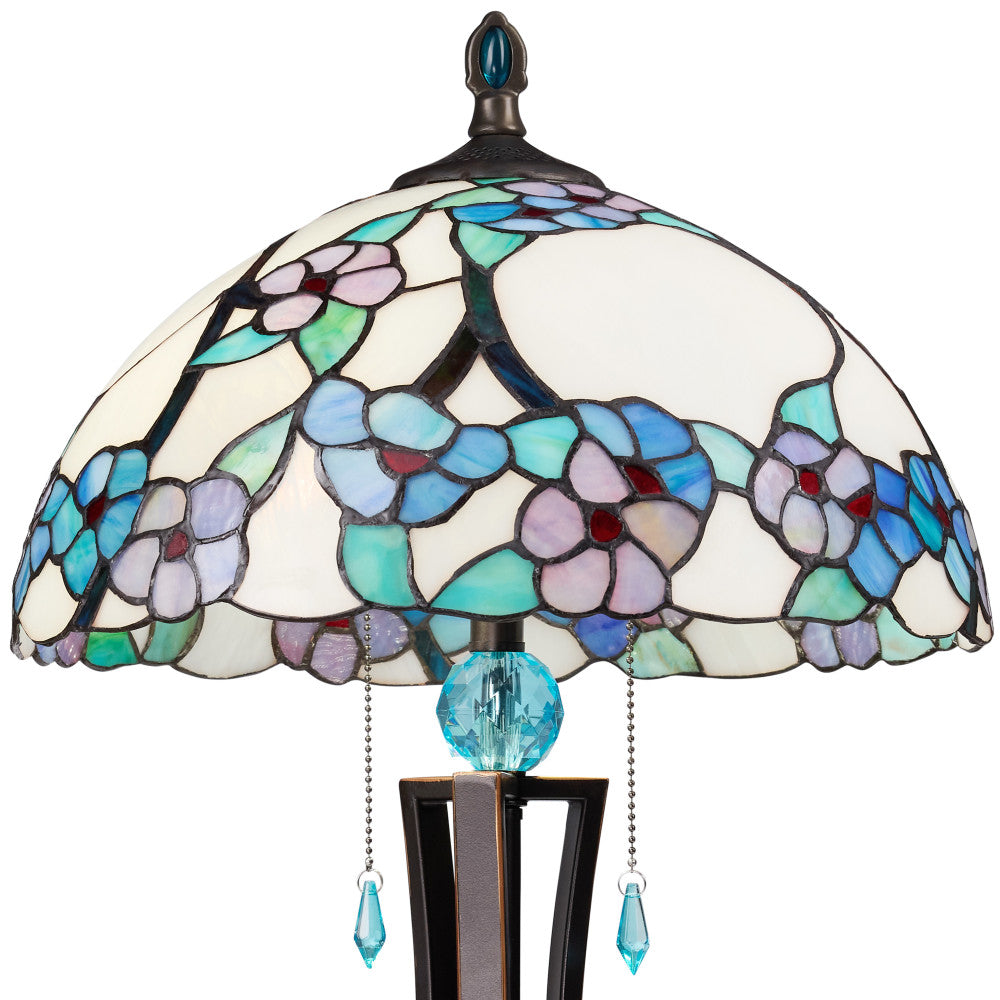 Tula 24.75" H Tiffany-style Teal Bowl Shade Stained Glass Table Lamp