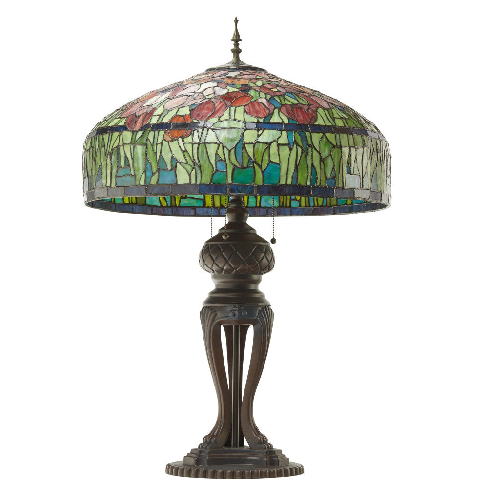 33.25" H Tulip Tiffany-Style Stained Glass Table Lamp