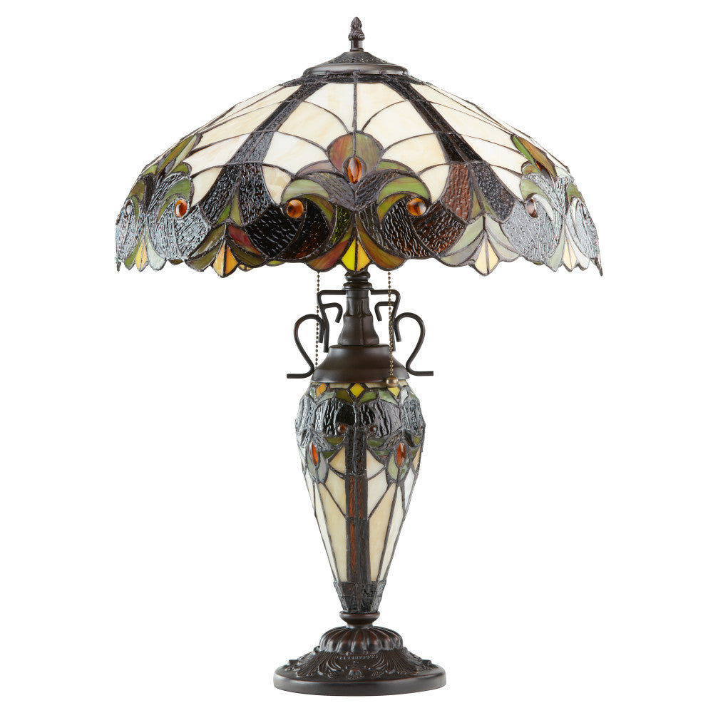 24.5"H Stained Glass Halston Double Lit Table Lamp