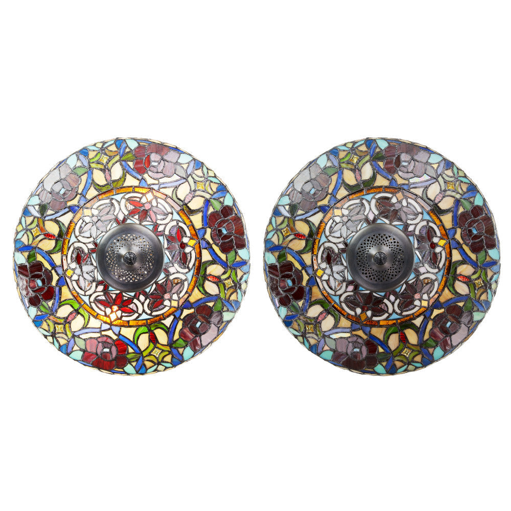 27.5"H Tiffany Style Stained Glass Parisian Double Lit Table Lamp