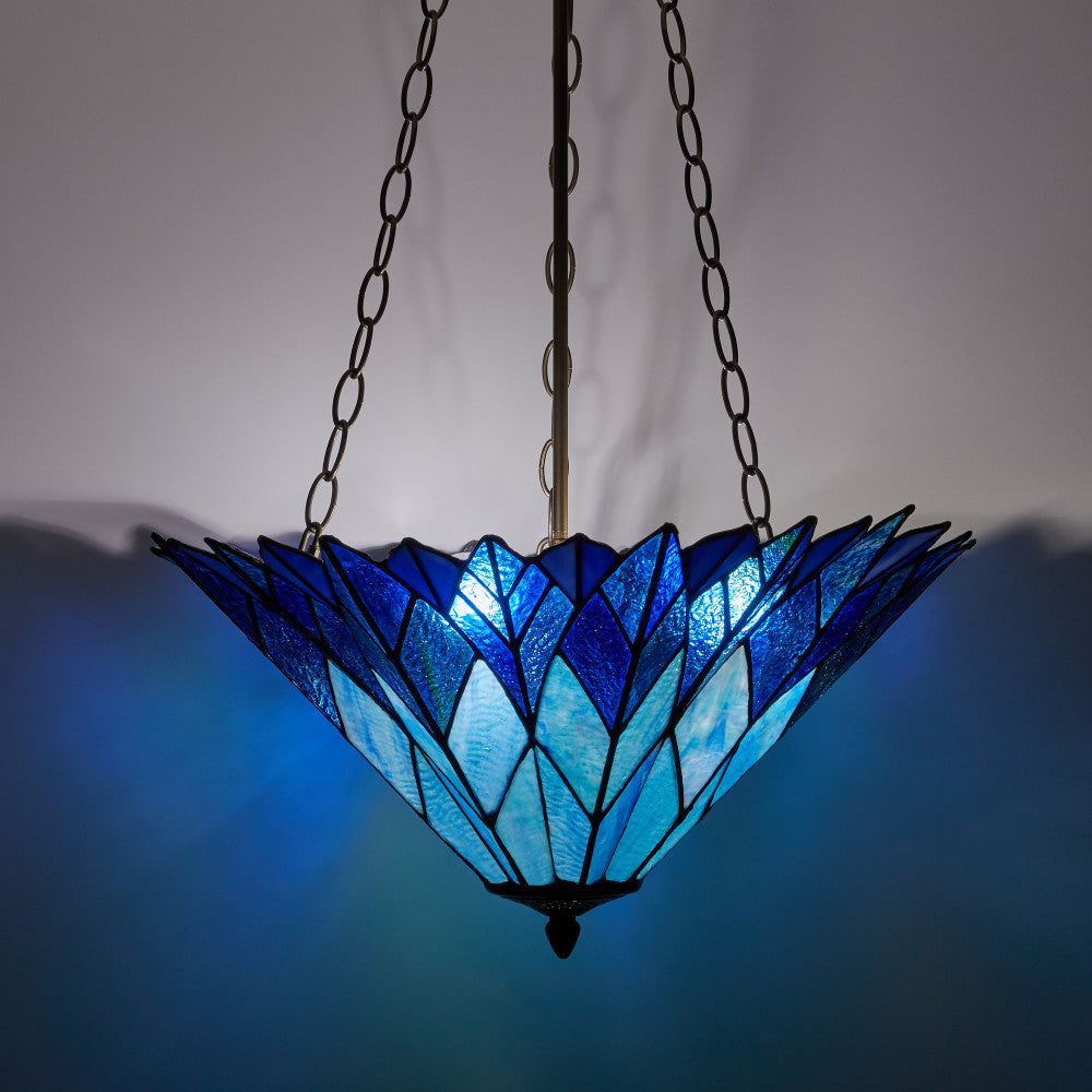 28" H Graceful Azura Unique Tiffany Style Shade Pendant Light