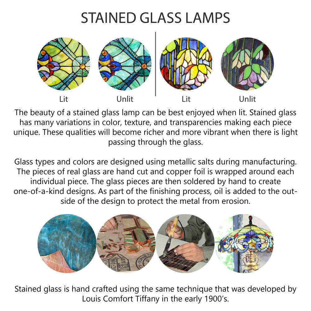 35" H Dragonfly Tiffany-Style Stained Glass Table Lamp