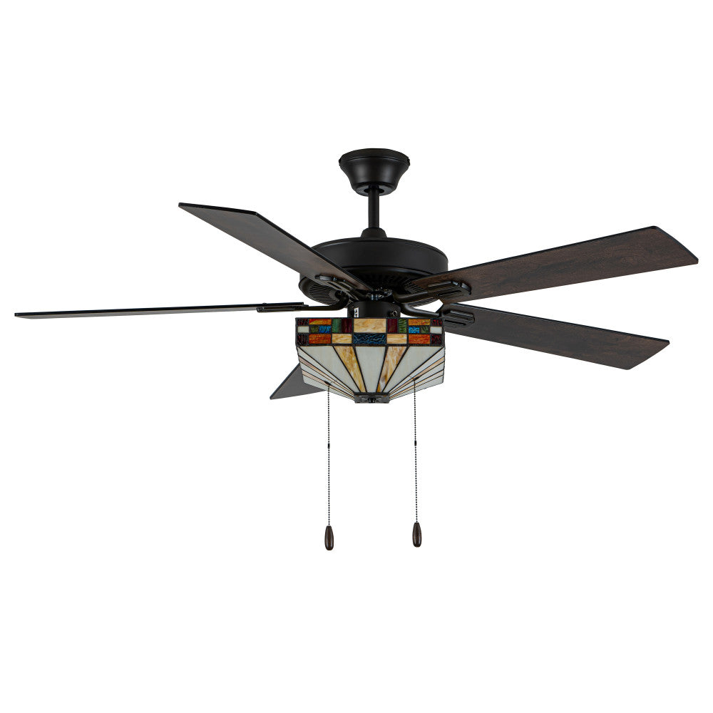 52" W Kyle Indoor Tiffany Stained Glass Ceiling Fan with Remote Control