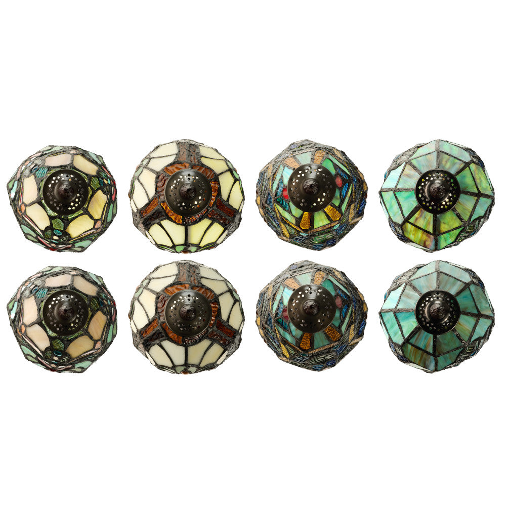 Set of 4 Family Favorites Tiffany Style Stained Glass Mini Accent Lamps
