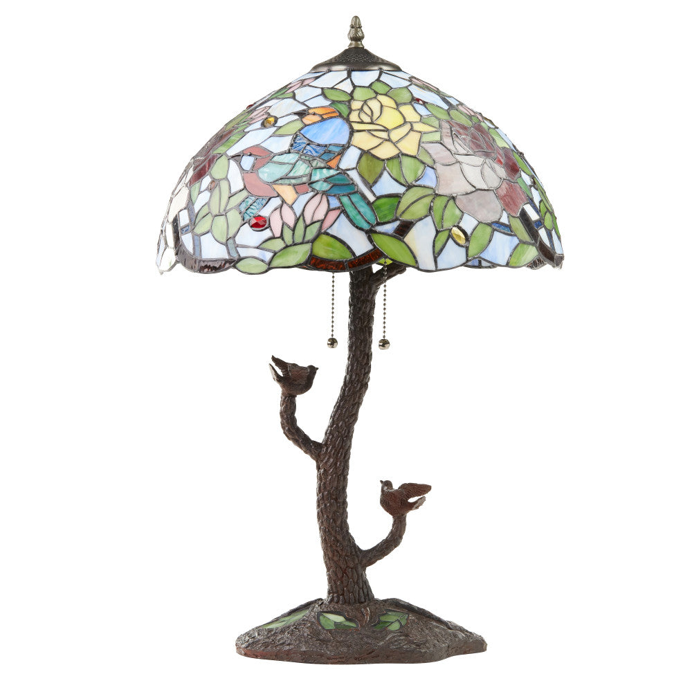 25" H Phylicia Multicolored Dome Shaped Stained Glass Table Lamp with Novelty Base