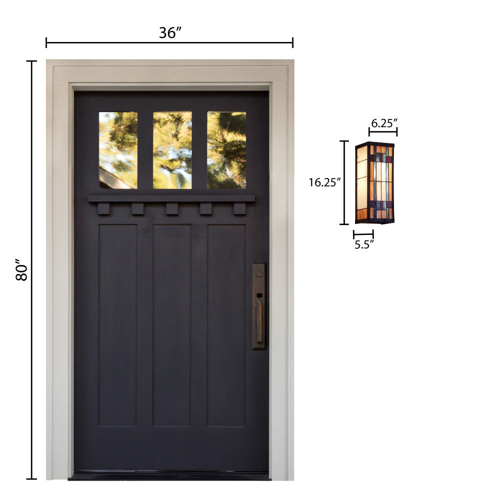 16.25"H Multicolored 1-Light Mission Style Outdoor Sconce