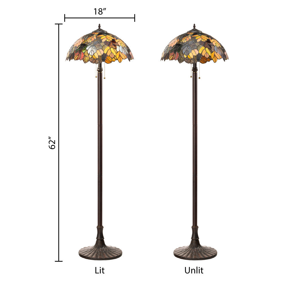 62" H Juliet Multicolored Stained Glass Bowl Shade Candlestick Floor Lamp