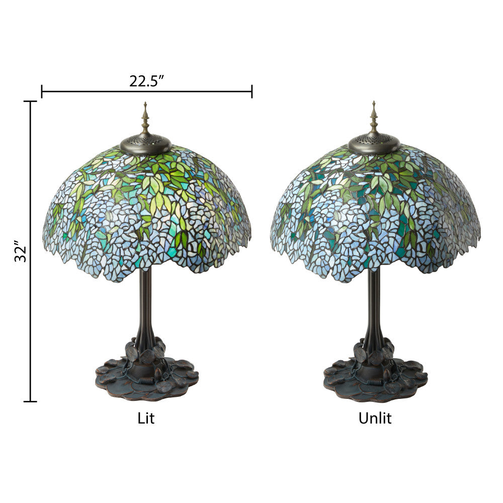 32" H Wisteria Tiffany-Style Stained Glass Table Lamp