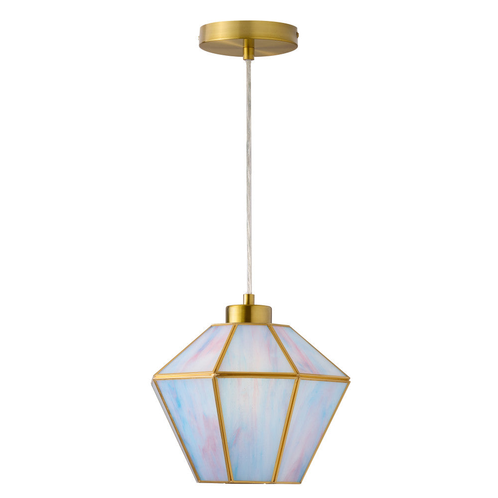 10" W Bouvier Metal and Stained Glass Pendant Light