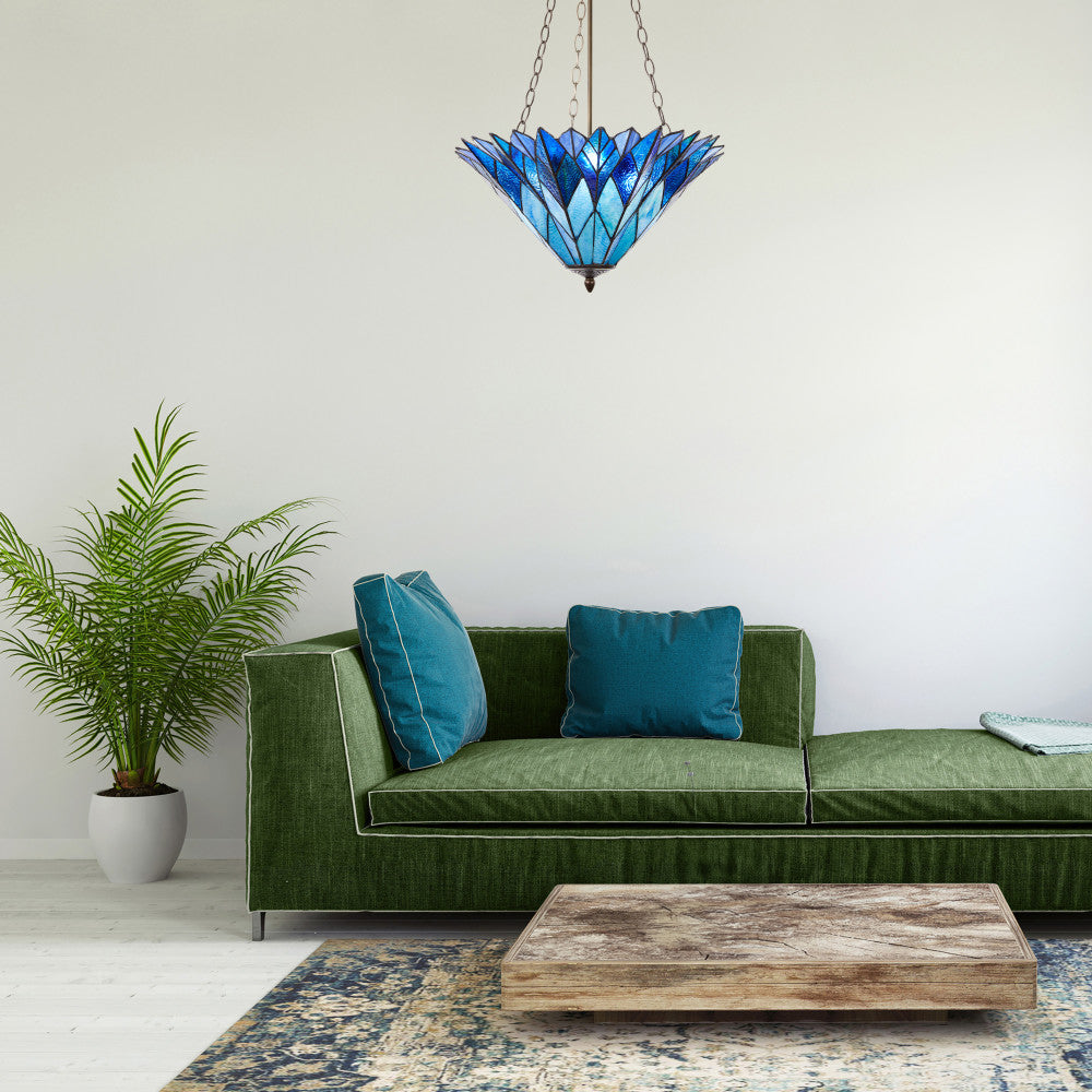 28" H Graceful Azura Unique Tiffany Style Shade Pendant Light