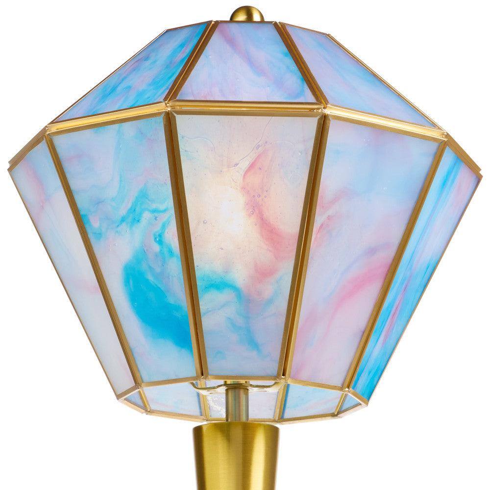 21" H Jolie Blue Stained Glass Shade Table Lamp