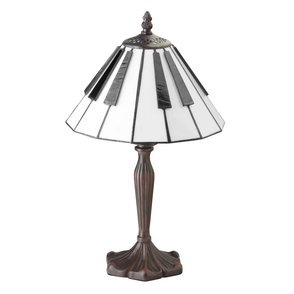 16"H Black and White Stained Glass Piano Keys Table Lamp