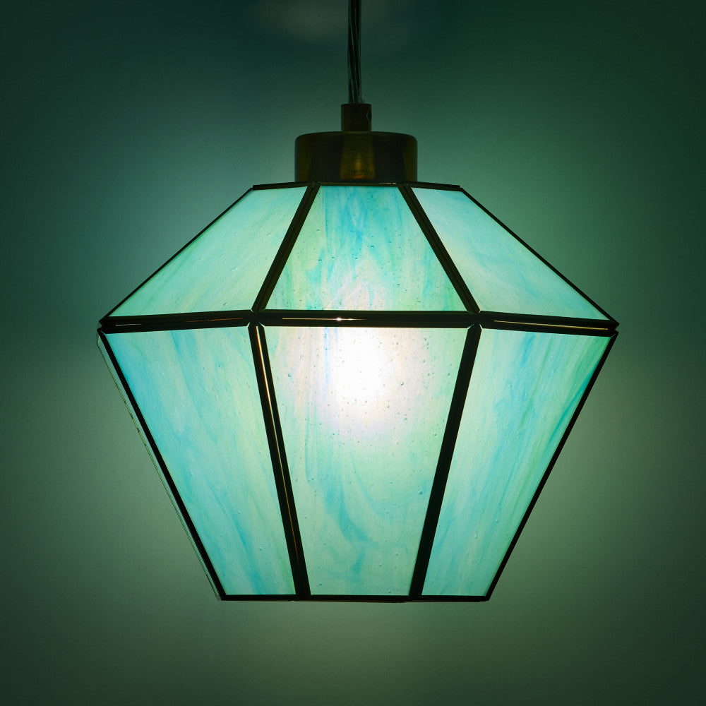 10" W Bouvier Metal and Stained Glass Pendant Light