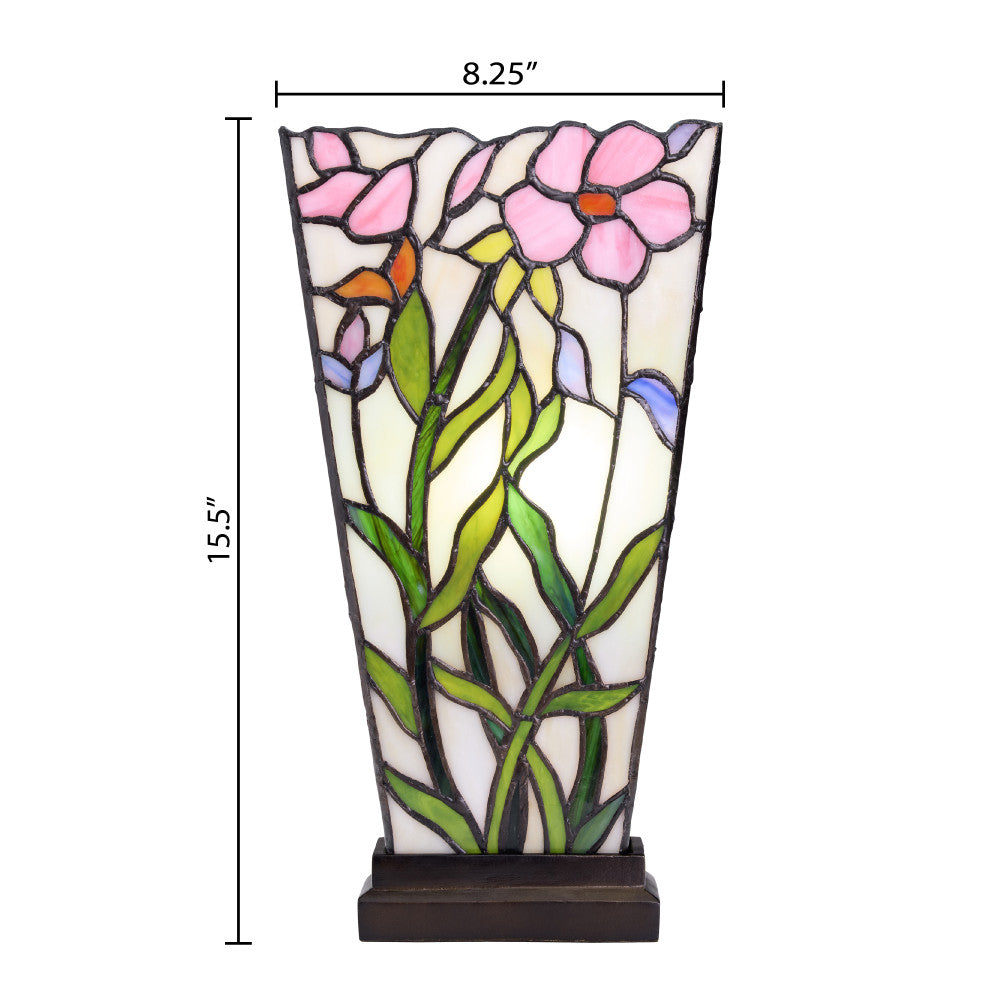 15.5" H Yara Multi Colored Stained Glass Vase-Shaped Table Lamp