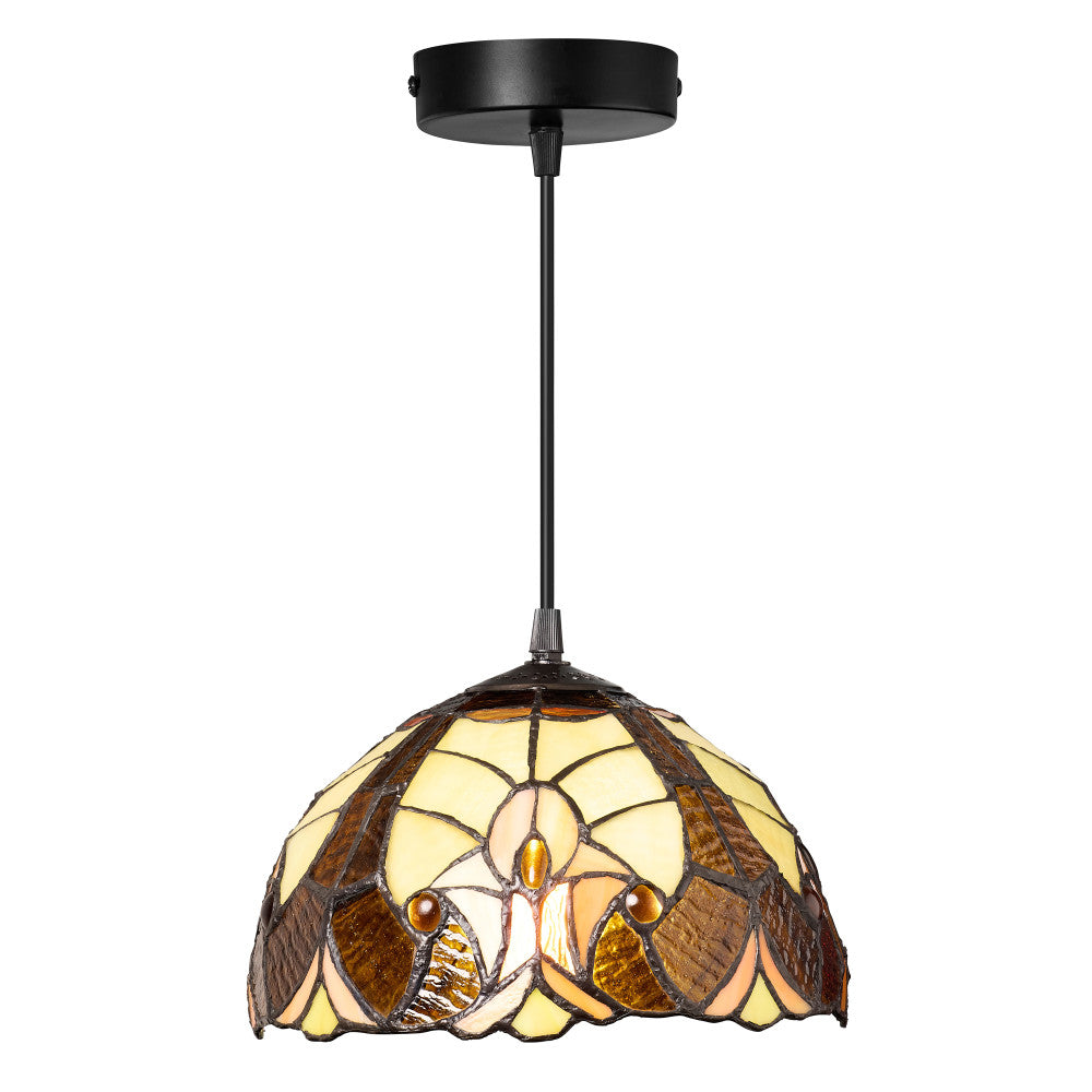 10" W Halston Traditional Amber Dome Shade Pendant Light