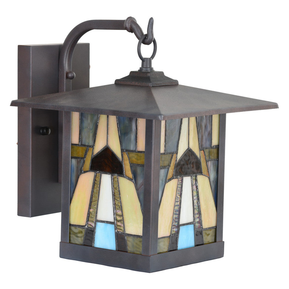 River of Goods Natural Stained Glass and Oil Rubbed Bronze 1-Light Outdoor Lantern Wall Sconce