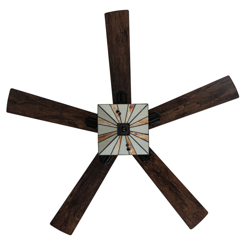 52" W Kyle Indoor Tiffany Stained Glass Ceiling Fan with Remote Control