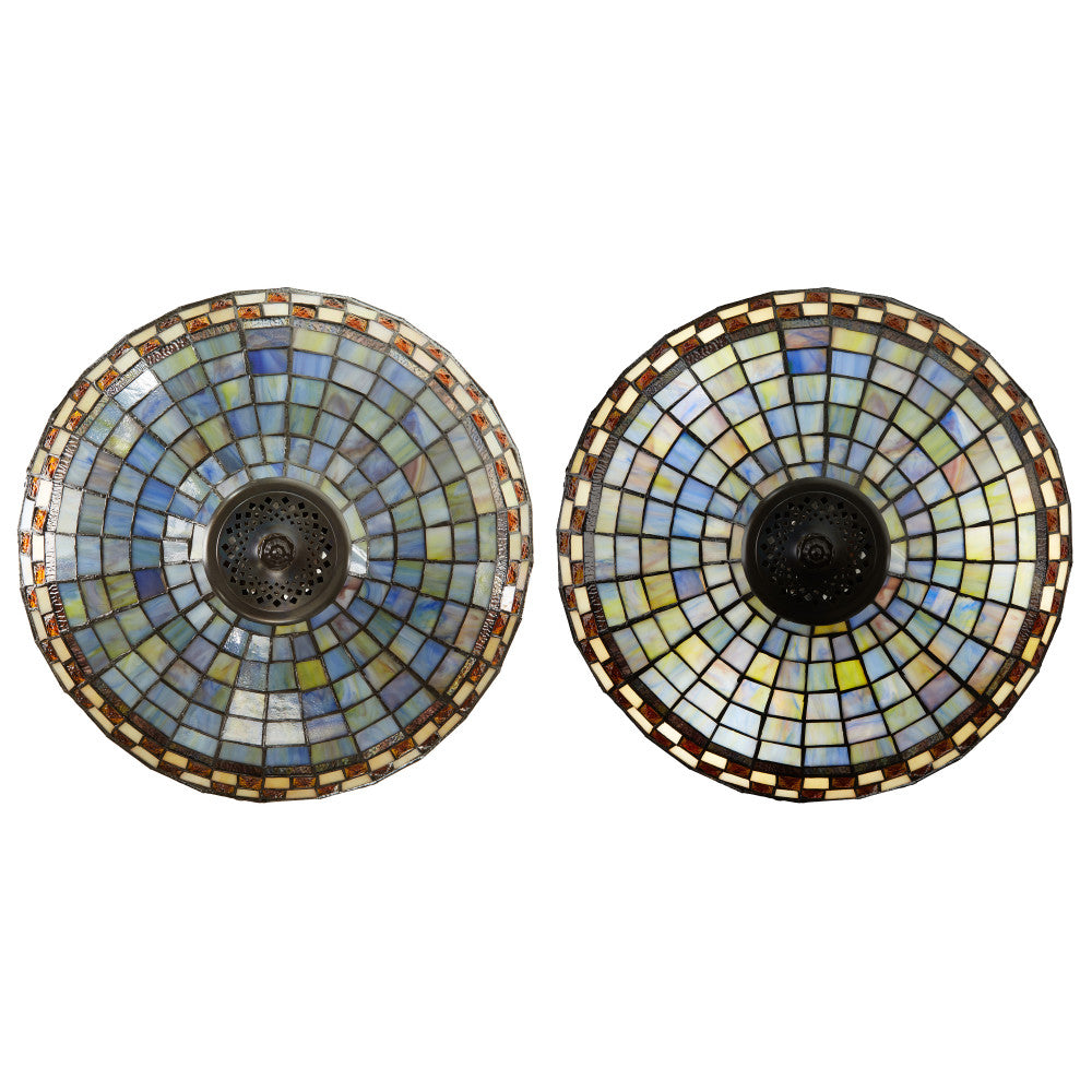 64" H Veronica Blue Stained Glass Dome Shade Candlestick Floor Lamp