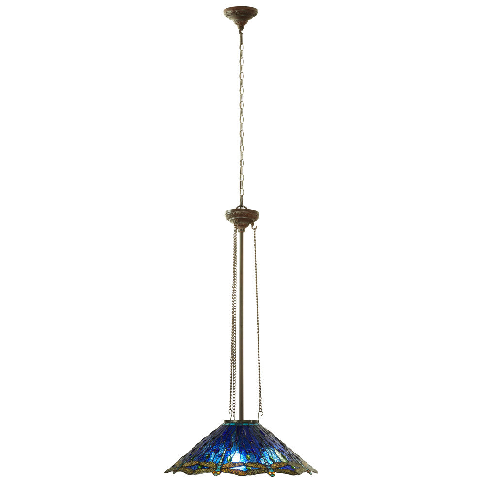 24"W 3-Light Tiffany-Style Dragonfly Pendant Light