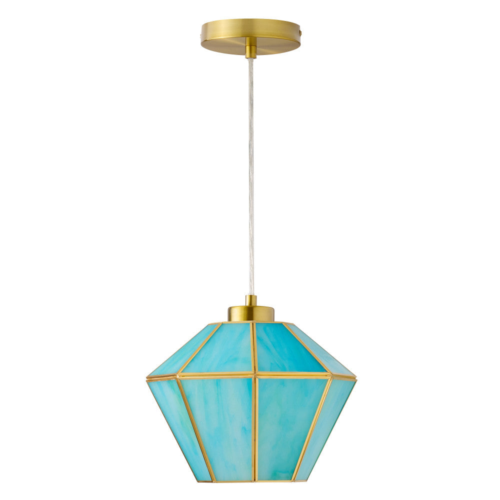 10" W Bouvier Metal and Stained Glass Pendant Light