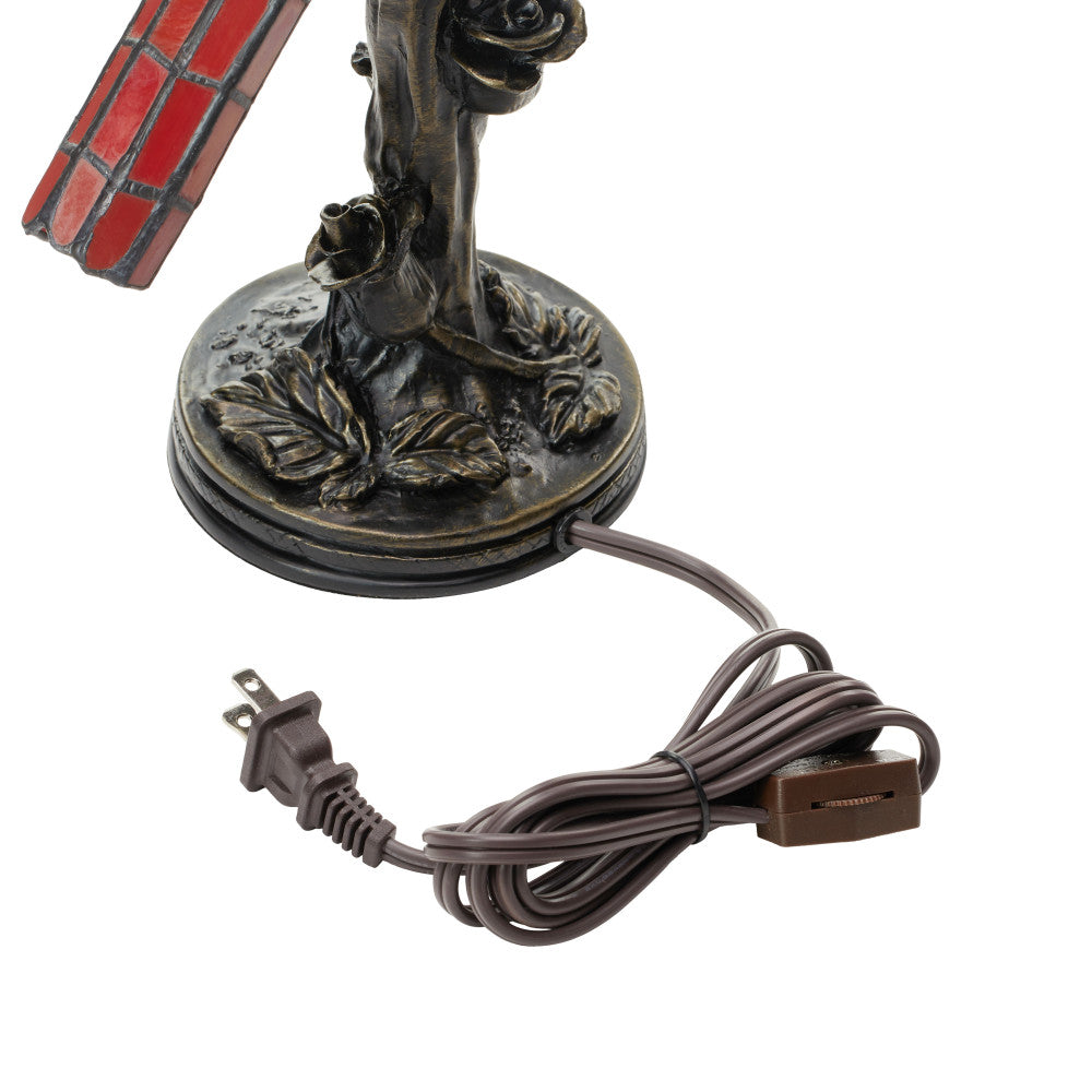 13.5"H Cardinal Stained Glass Bird Accent Lamp