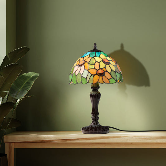 16.5" H Sunflowers Stained Glass Candlestick Table Lamp