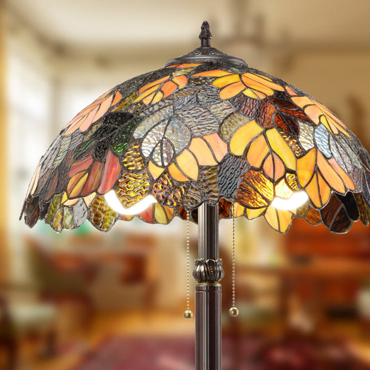 62" H Juliet Multicolored Stained Glass Bowl Shade Candlestick Floor Lamp