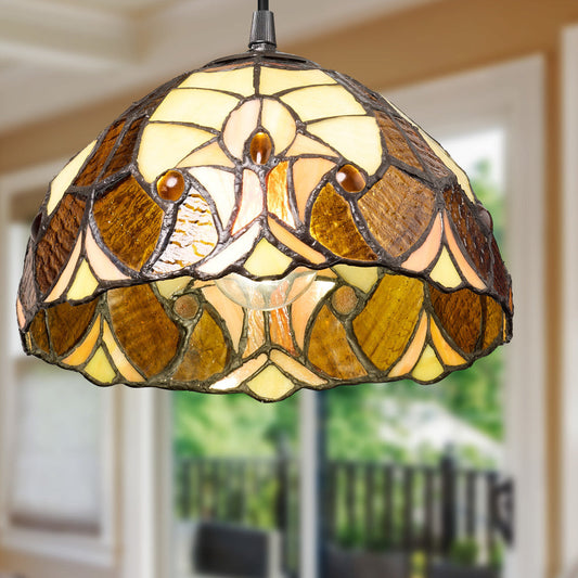 10" W Halston Traditional Amber Dome Shade Pendant Light