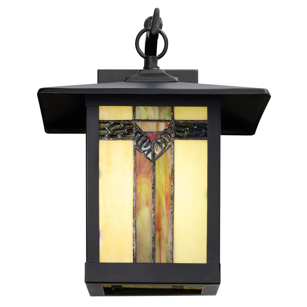 11.75"H Prairie 1-Light Stained Glass Black Outdoor Light Fixture
