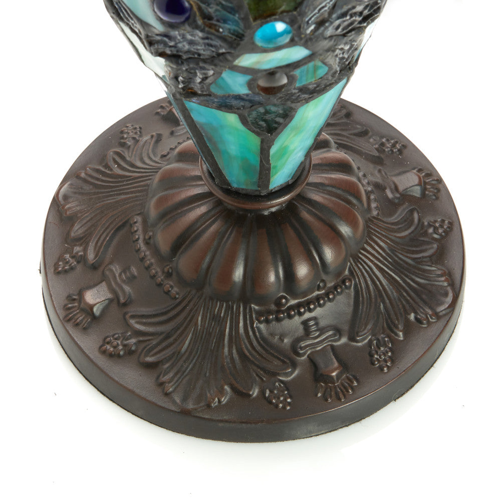 20"H Tiffany Style Magna Carta Stained Glass Double Lit Table Lamp