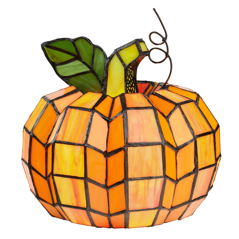 9"H Patch the Pumpkin Stained Glass Accent Lamp