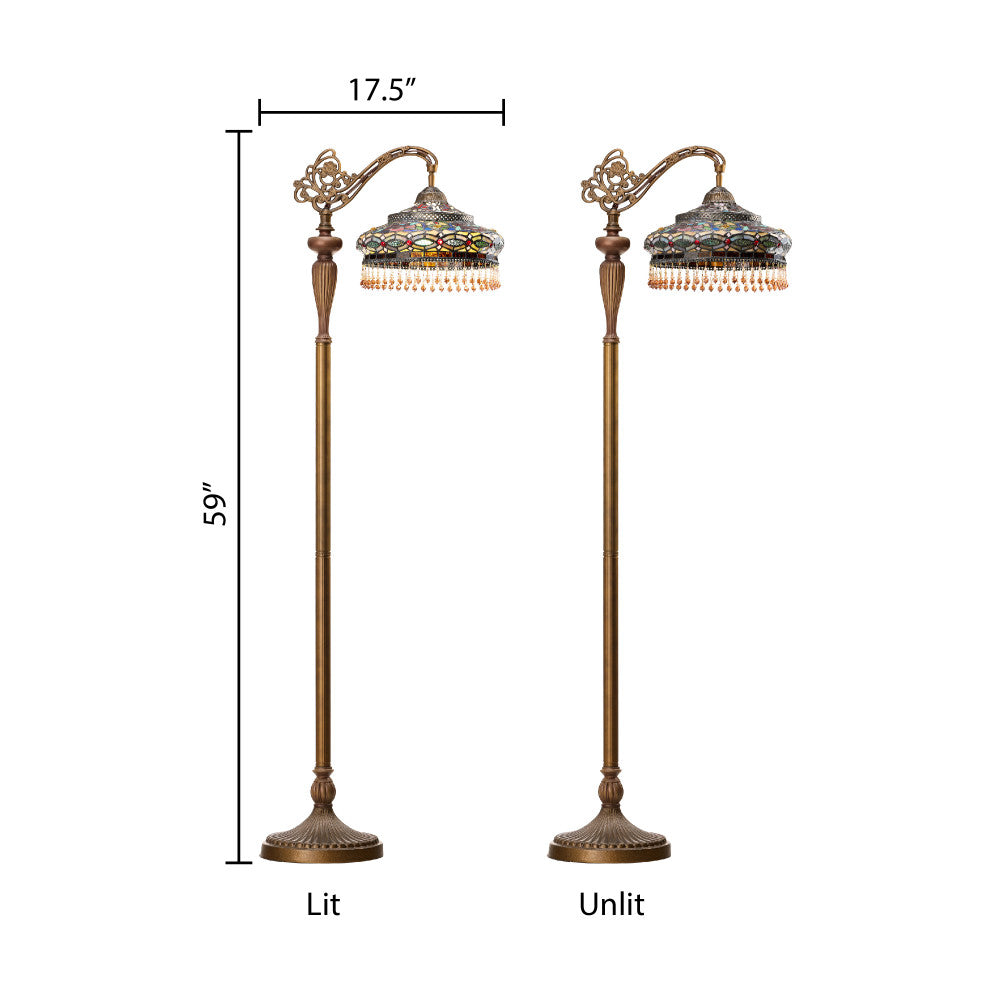 59" H Parisian Tiffany Stained Glass Umbrella Shade Floor Lamp