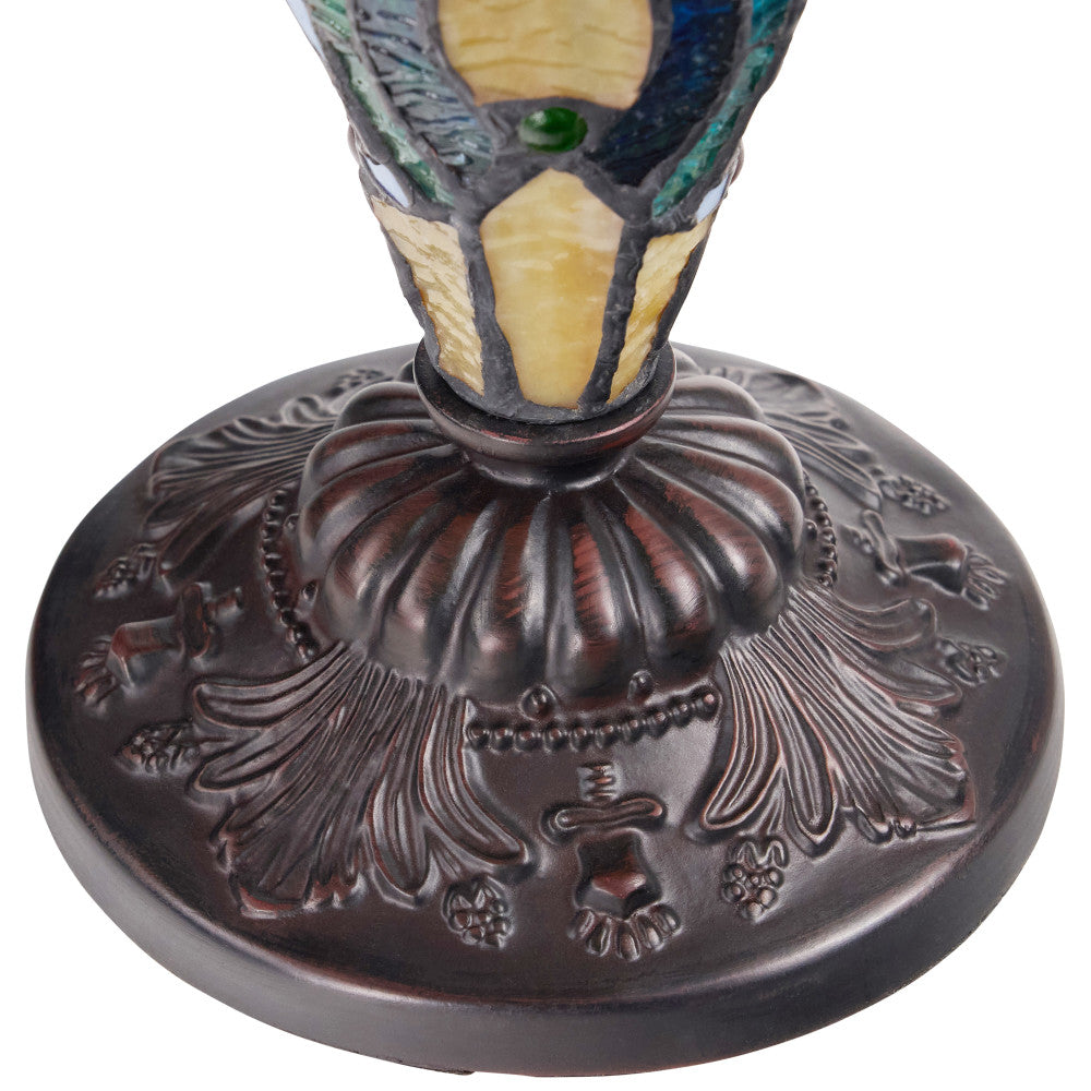 24" H Margaret Double Lit Amber Tiffany Style Stained Glass Table Lamp