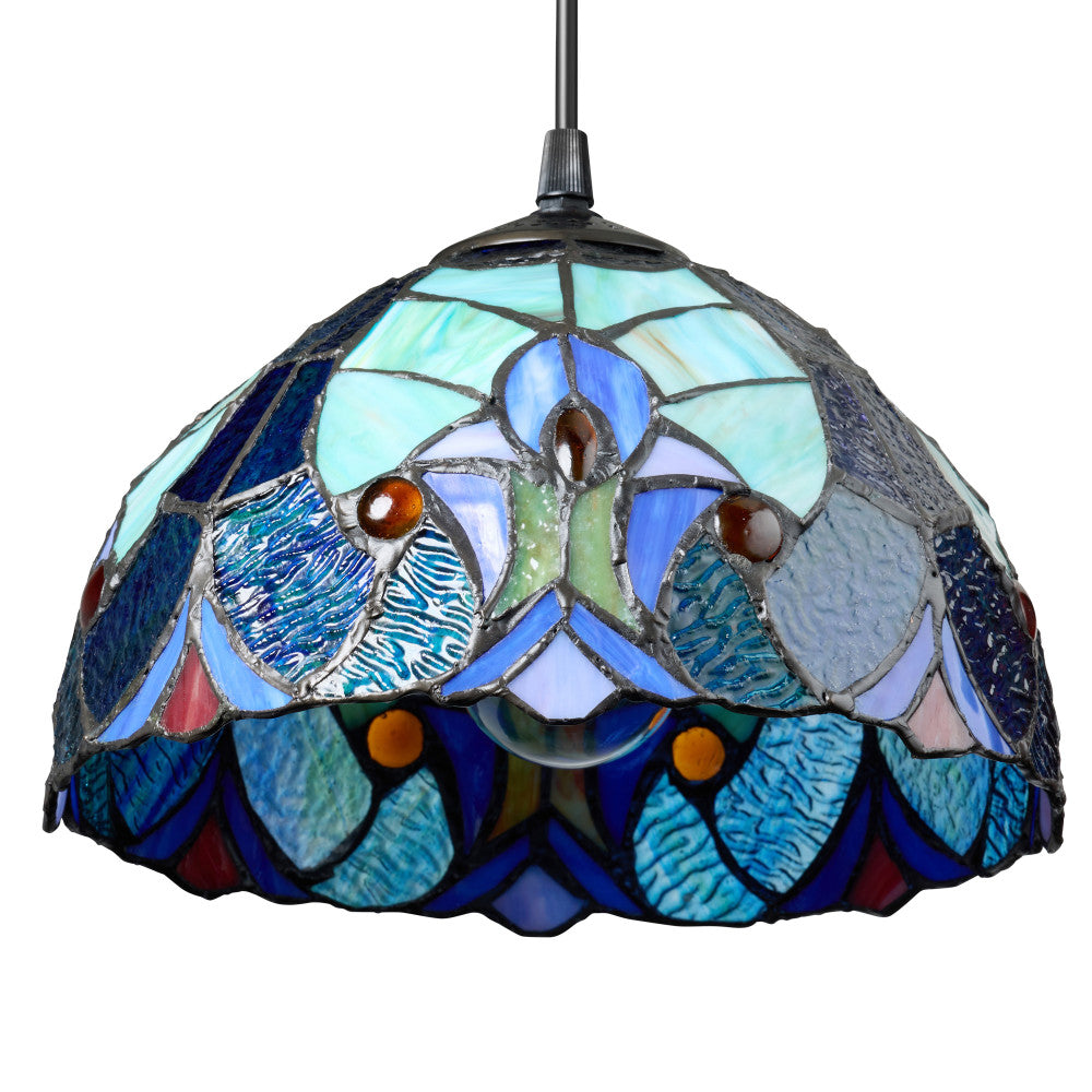 10.25" W Halston Traditional Blue Dome Shade Pendant Light