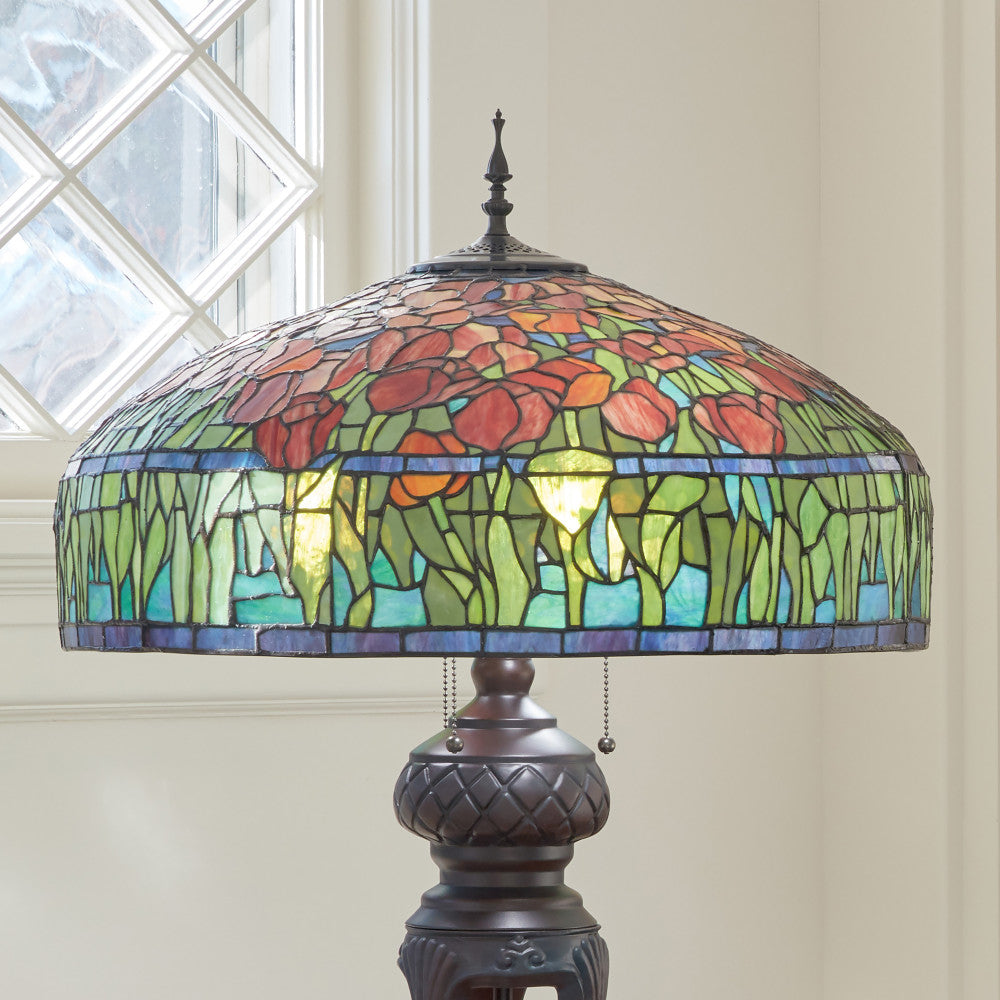 33.25" H Tulip Tiffany-Style Stained Glass Table Lamp