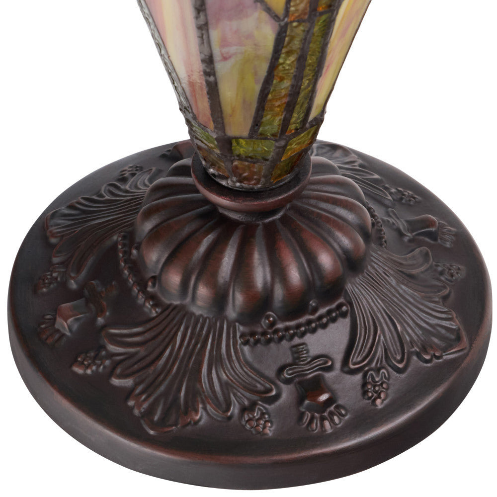 24.5" H Halston Double Lit Amber Bowl Shade Stained Glass Table Lamp